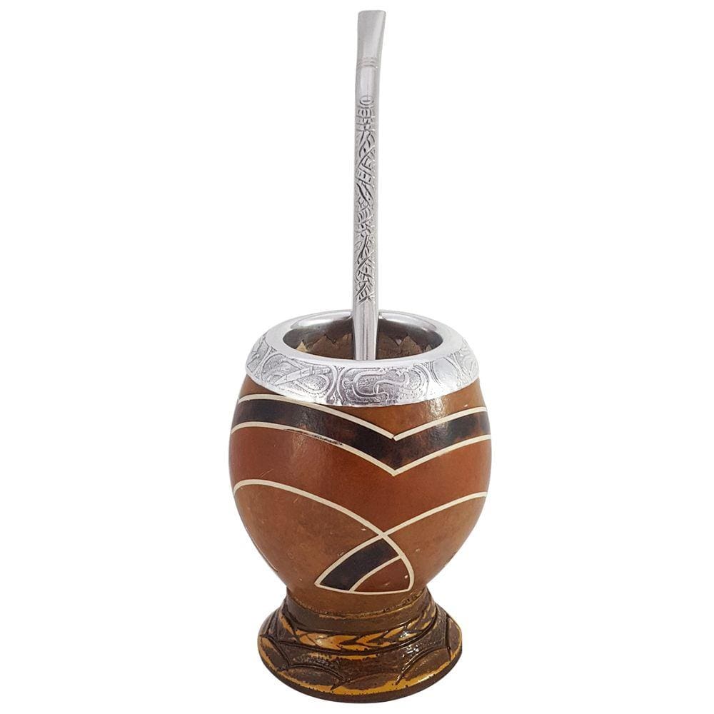 Conjunto Kit Para Chimarrão Cuia Porongo Bomba Inox Desenho