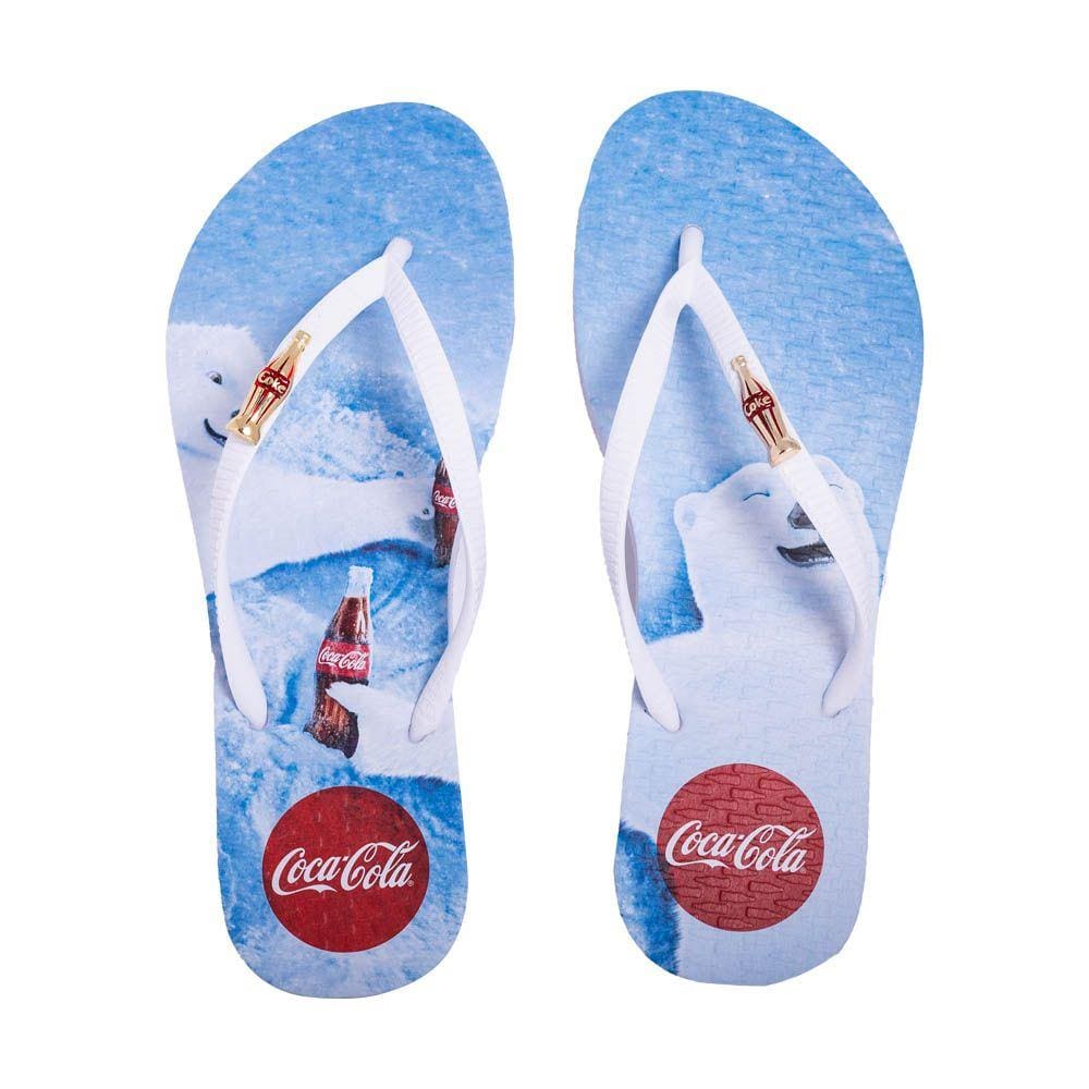 Chinelo Coca Cola Snow Angel Bears Feminino Branco