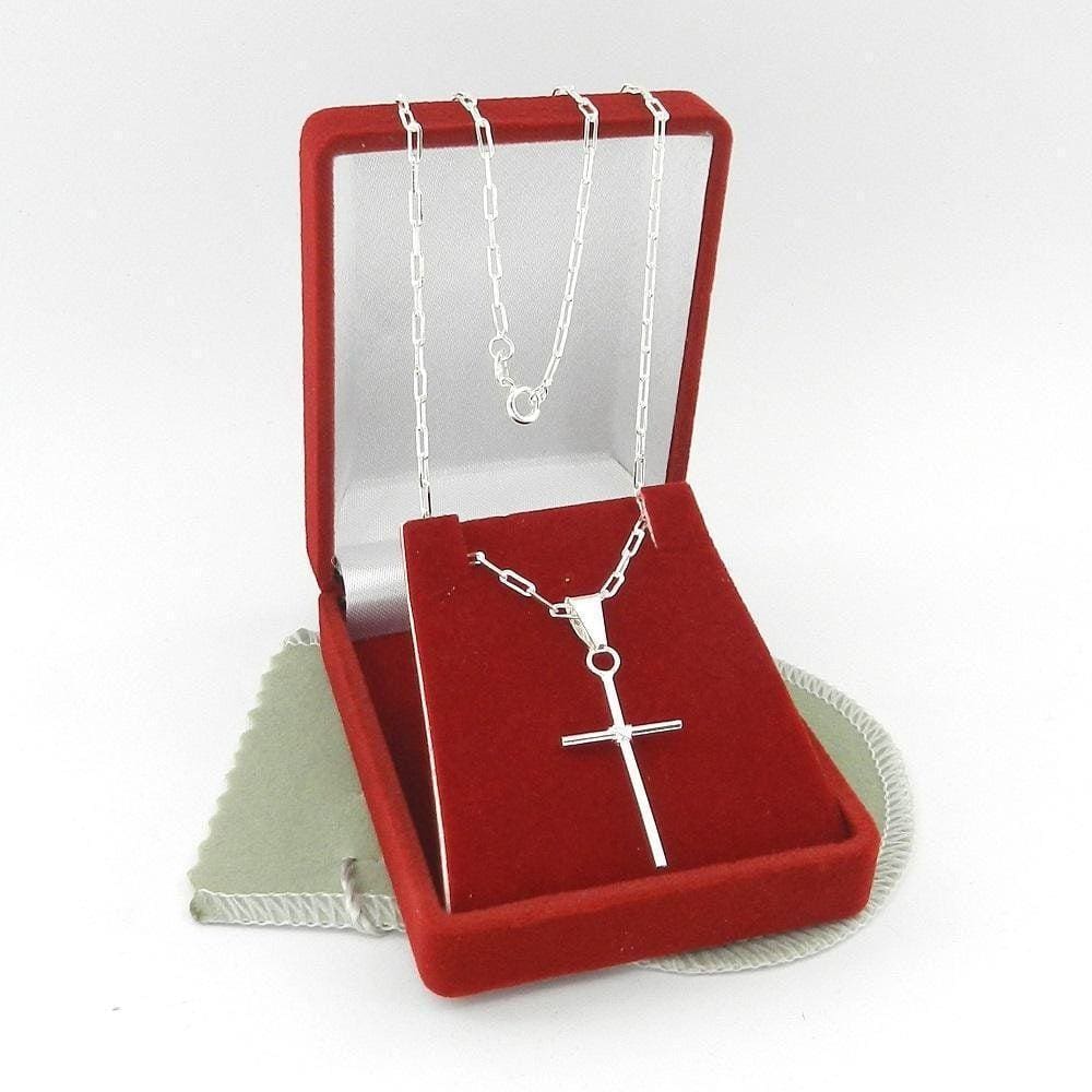 Corrente Masculina 80Cm 2Mm Cruz Folheada Prata Cr642