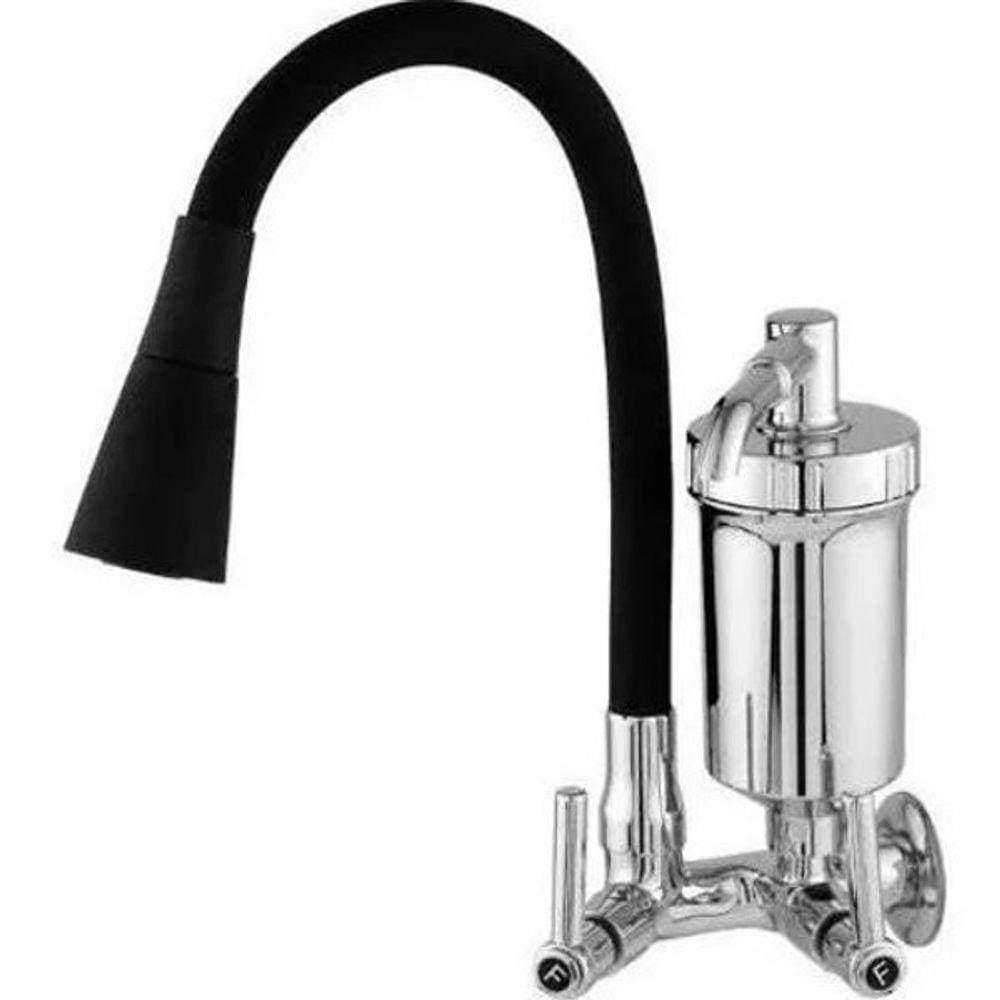 Torneira Gourmet Preta Cozinha 2 Jatos Filtro Parede Preto