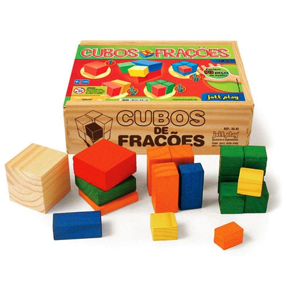 Cubos De Frações 93 Peças Em Madeira Colorido