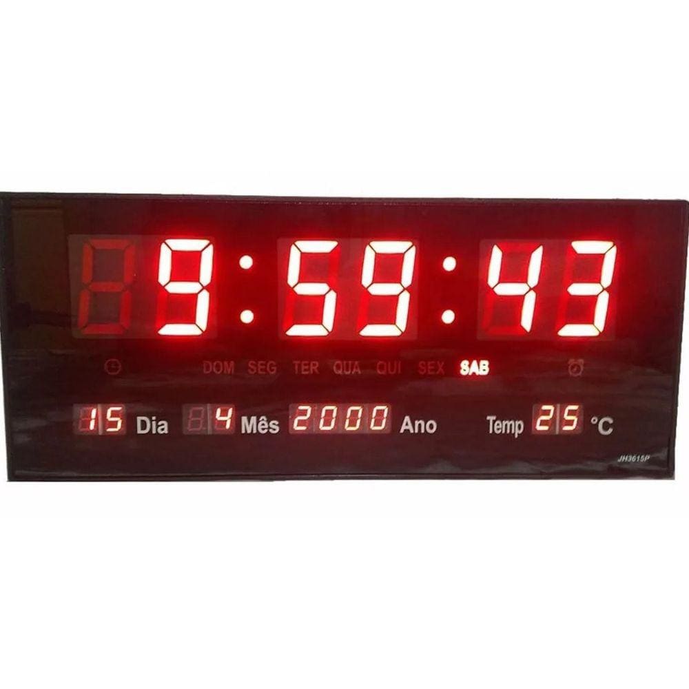 Relógio De Parede LED Digital Temperatura Calendário Pequena
