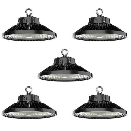 Luminária Led Ufo 100W Industrial High Bay Preto Kit Com 5 Extra