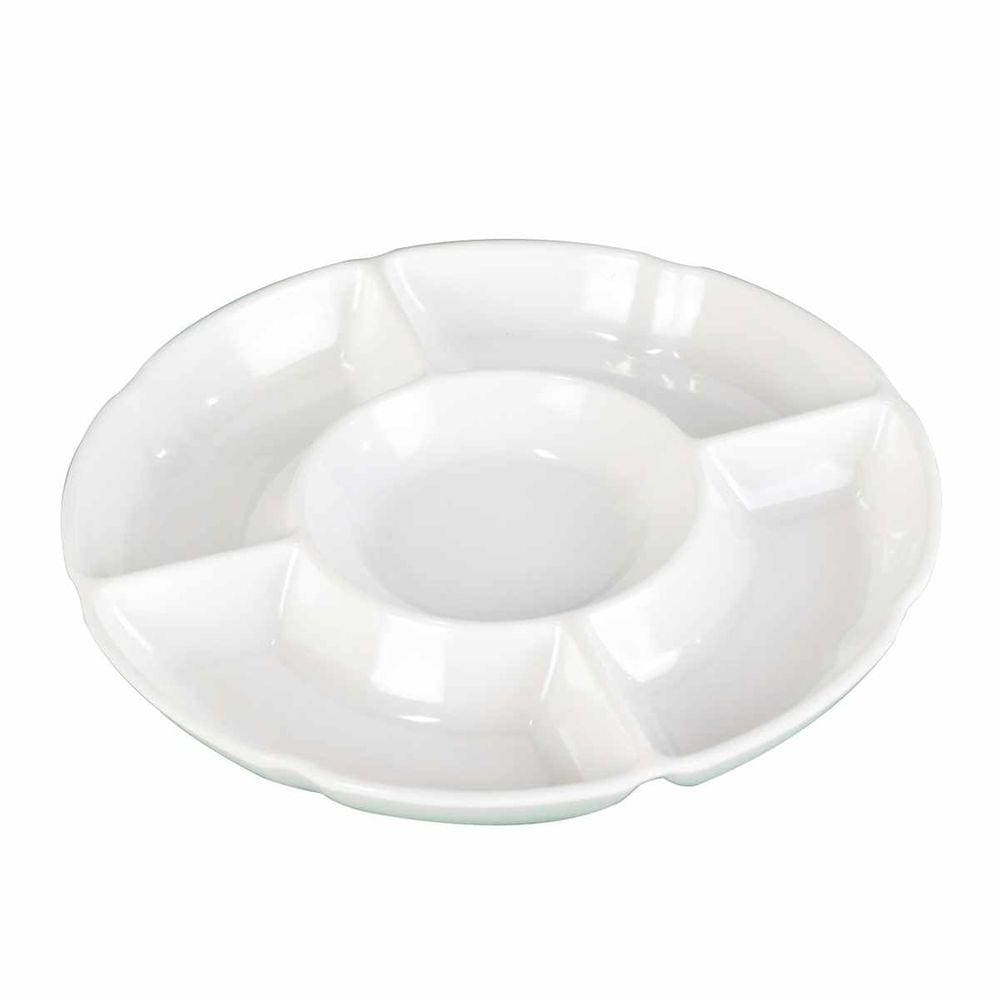 Petisqueira 05 Divisórias Melamina Redonda Branca 23cm UnyHome