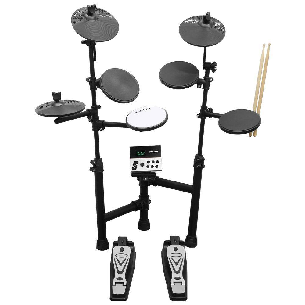 Bateria Eletrônica com 7 Pads 2 Pedais Par de Baquetas