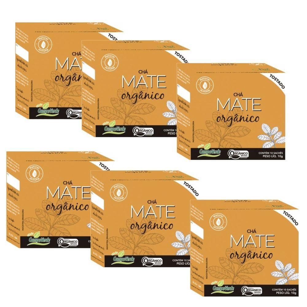 Kit 6cx Chá Mate Tostado – Orgânico (60 sachês) – Campo Verde