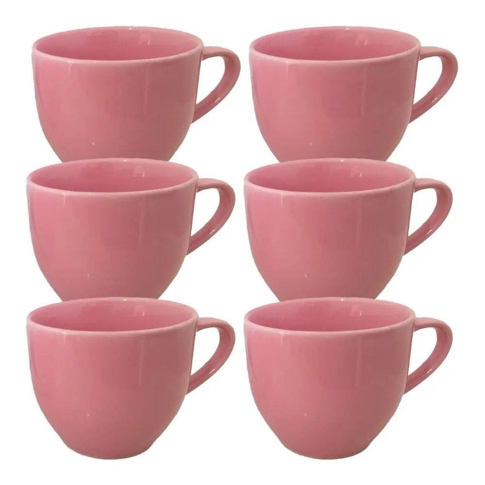 Jogo 6 Xicaras De Porcelana Para Café Chá 170ml Caixa Em Mdf Decorada Várias Cores