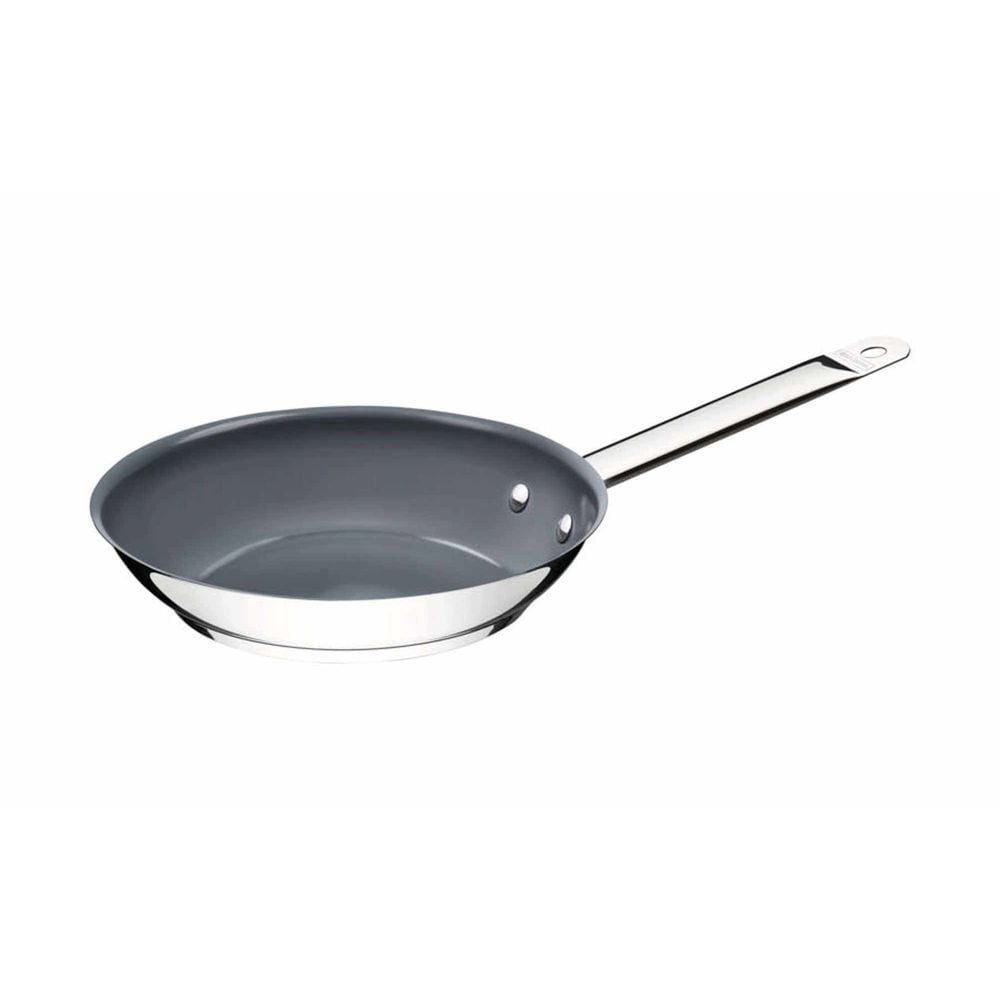 Frigideira Rasa Tramontina Professional em Aço Inox com Fundo Triplo e Revestimento Interno em Cerâmica Grafite 20 cm 1,3 L Tramontina