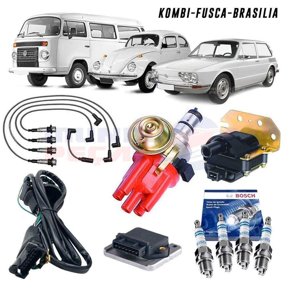Kit Ignição Eletrônica Fusca Kombi C/ Cabo Preto E Velas