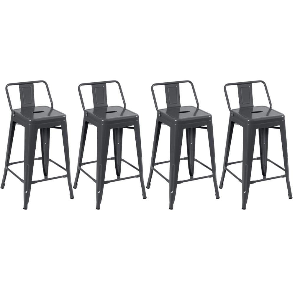 KIT - 4 x banquetas médias Iron Tolix com encosto - 61 cm -