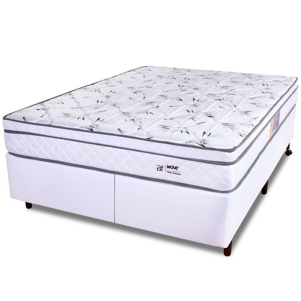 Conjunto Colchão King Molas Ensacadas Com Pillow + Cama Box Courvin Bf Colchões
