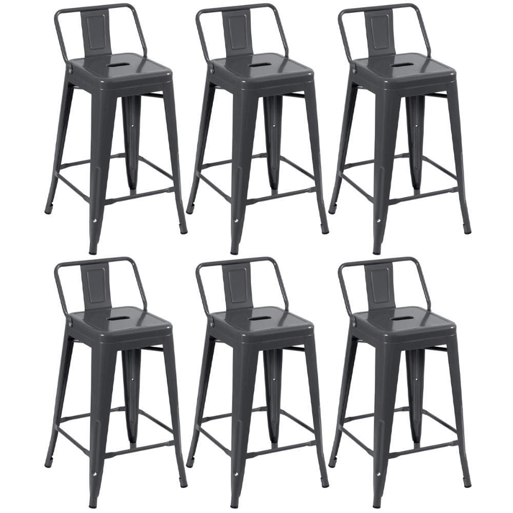 KIT - 6 x banquetas Iron Tolix com encosto - 61 cm -
