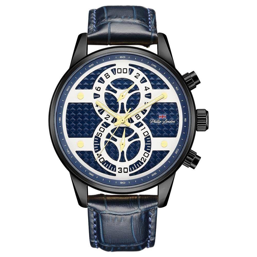 Relógio Philiph London Masculino Ref: Pl80300612m Az N Cronógrafo Black