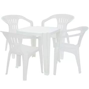 4 Jogos Mesa de Plástico Quadrada Branca Poltrona Plástica 4 cadeiras -  Extra Máquinas - Equipamentos Para Restaurantes, Lanchonete, Padaria e  Bares.