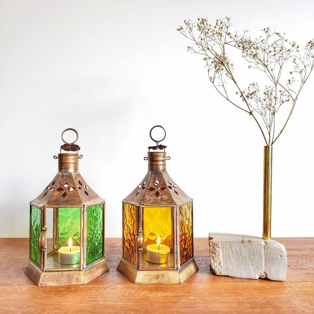 Kit 2 Luminárias Lanternas Decorativa Marroquino Vela Mesa