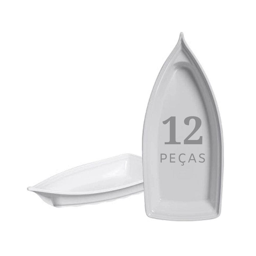 Kit 12 Barca Barco para Açaí Sushi Sashimi Bandeja 32 Branco