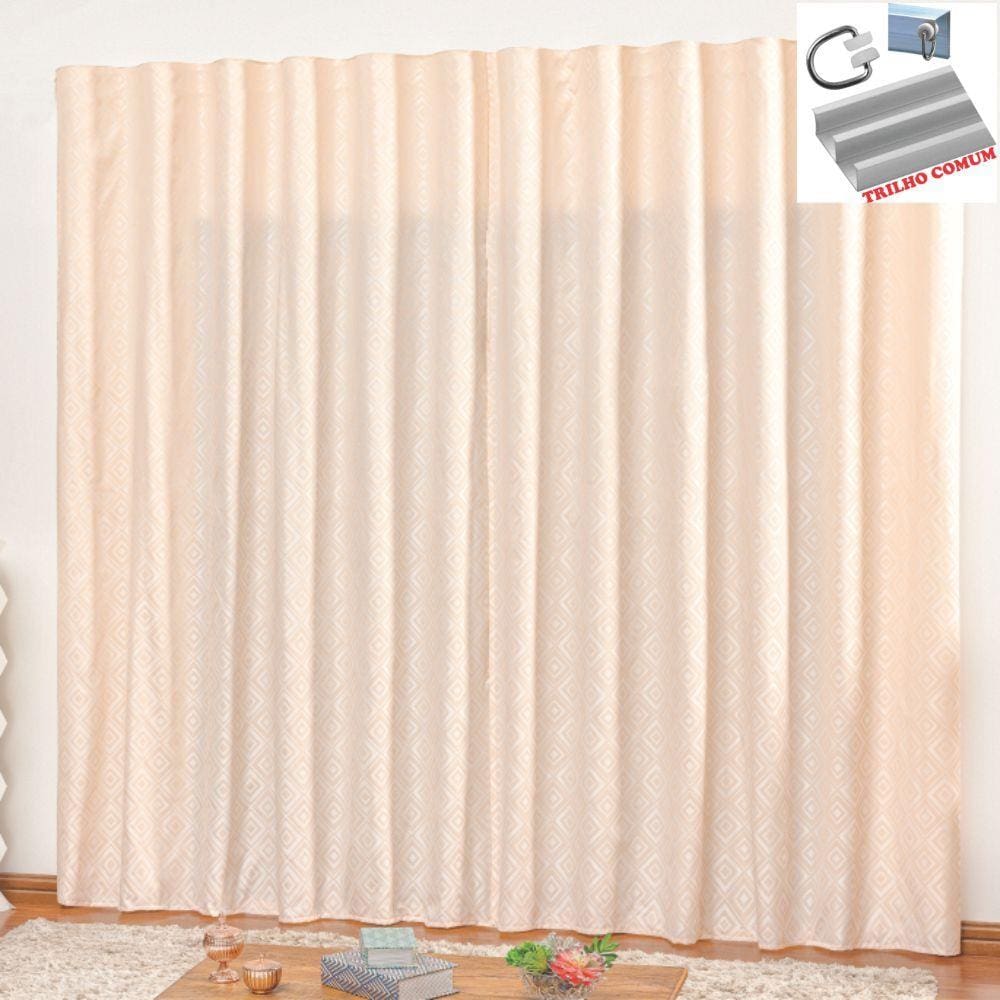 Cortina em Jacquard Bahamas 3,00 x 2,70 Para Trilho Comum - Palha