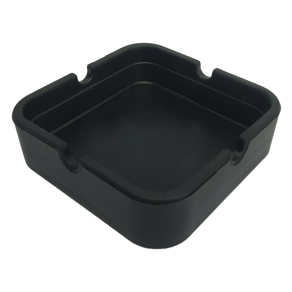 Cinzeiro Silicone Quadrado Não Queima Não Quebra Preto