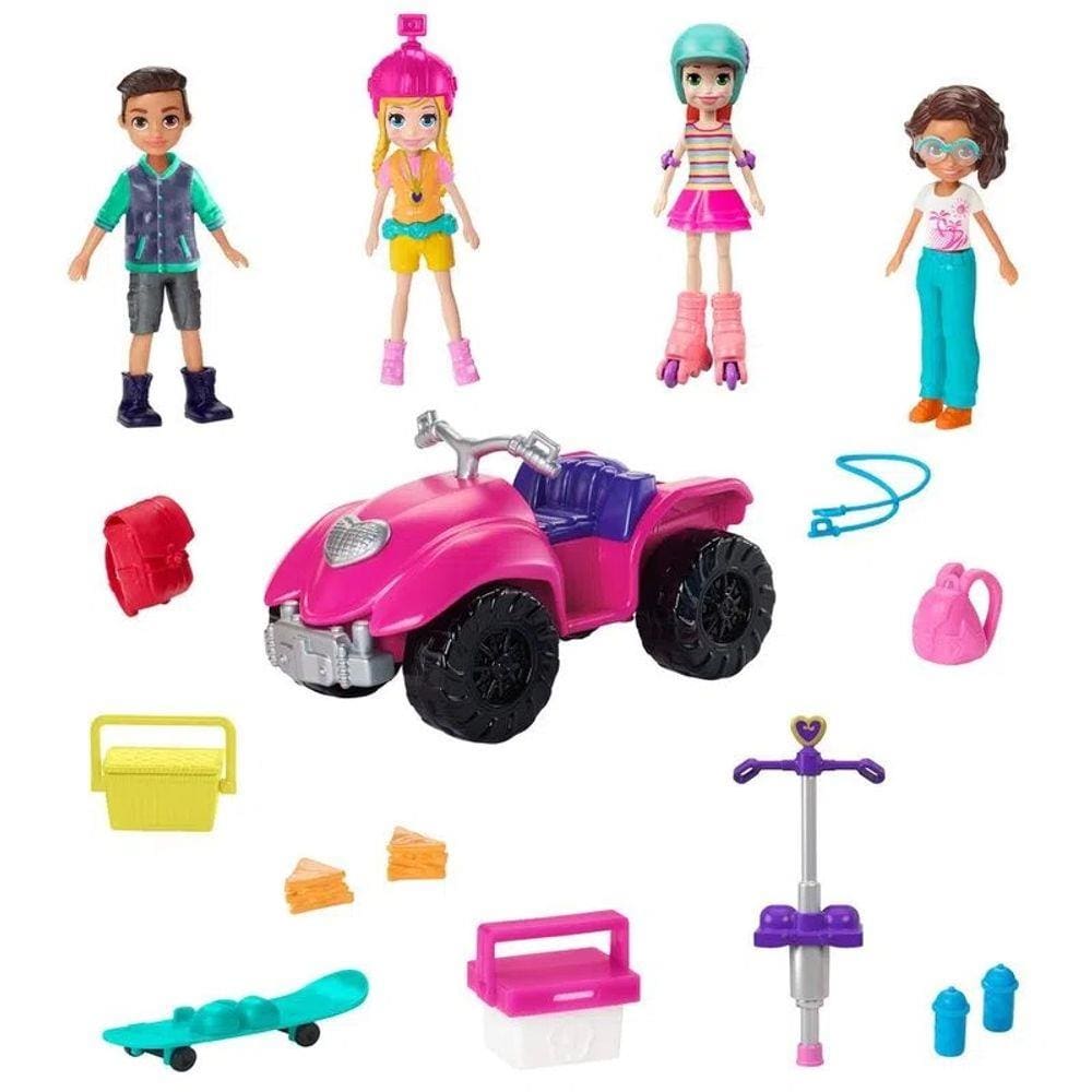 Mini Boneca - Polly Pocket - Polly com Carro de Carnaval - Carro