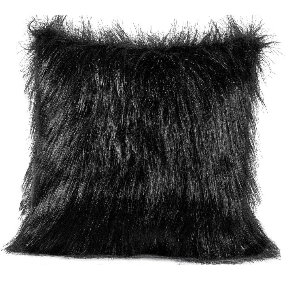 Capa de Almofada Avulsa Plush Pelúcia Preto 45cm x 45cm - Pelo Alto