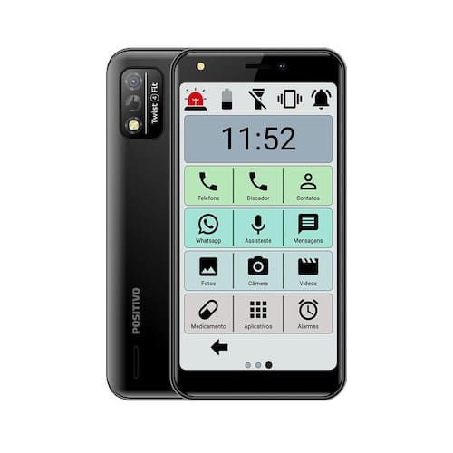 Celular Do Idoso Positivo Letras Grandes 32Gb Sos Preto