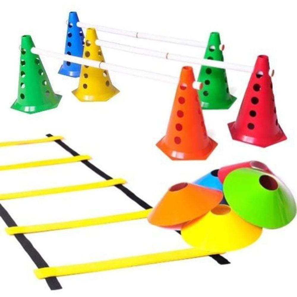 Kit Treino Agilidade 10 Chapéu Chinês + Escada + Barreira