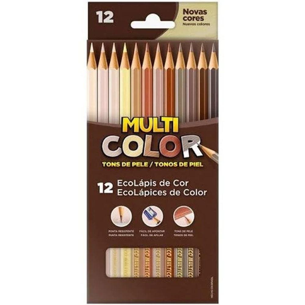 Lápis De Cor Tons De Pele 12 Cores Multicolor