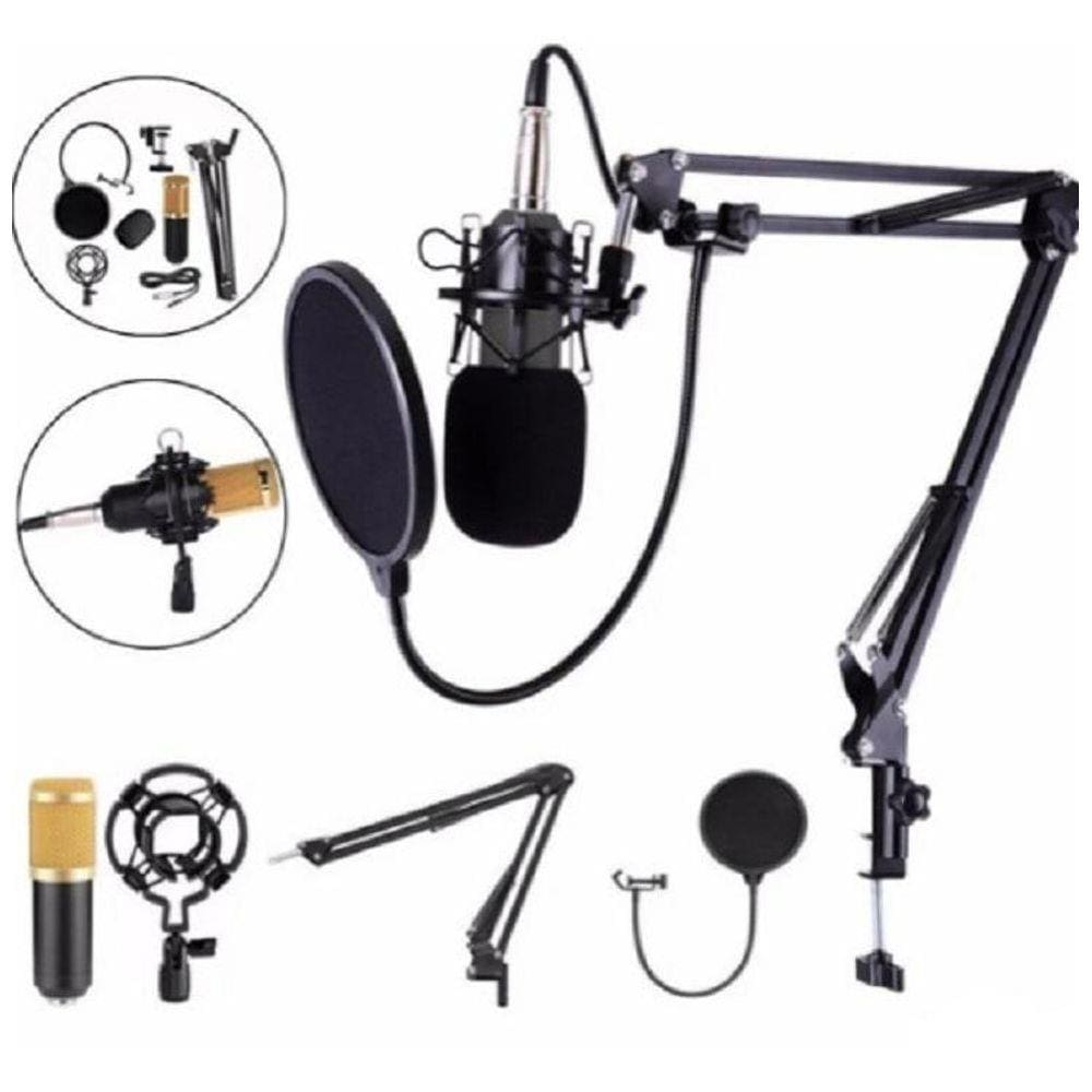 Kit Estúdio Profissional Microfone Condensador E Shock Mount