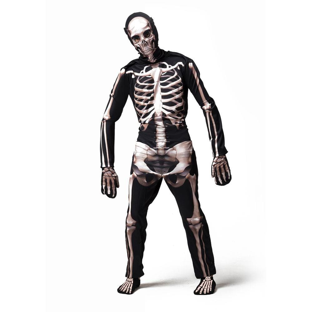 Fantasia Esqueleto Adulto Halloween Carnaval + Acessórios