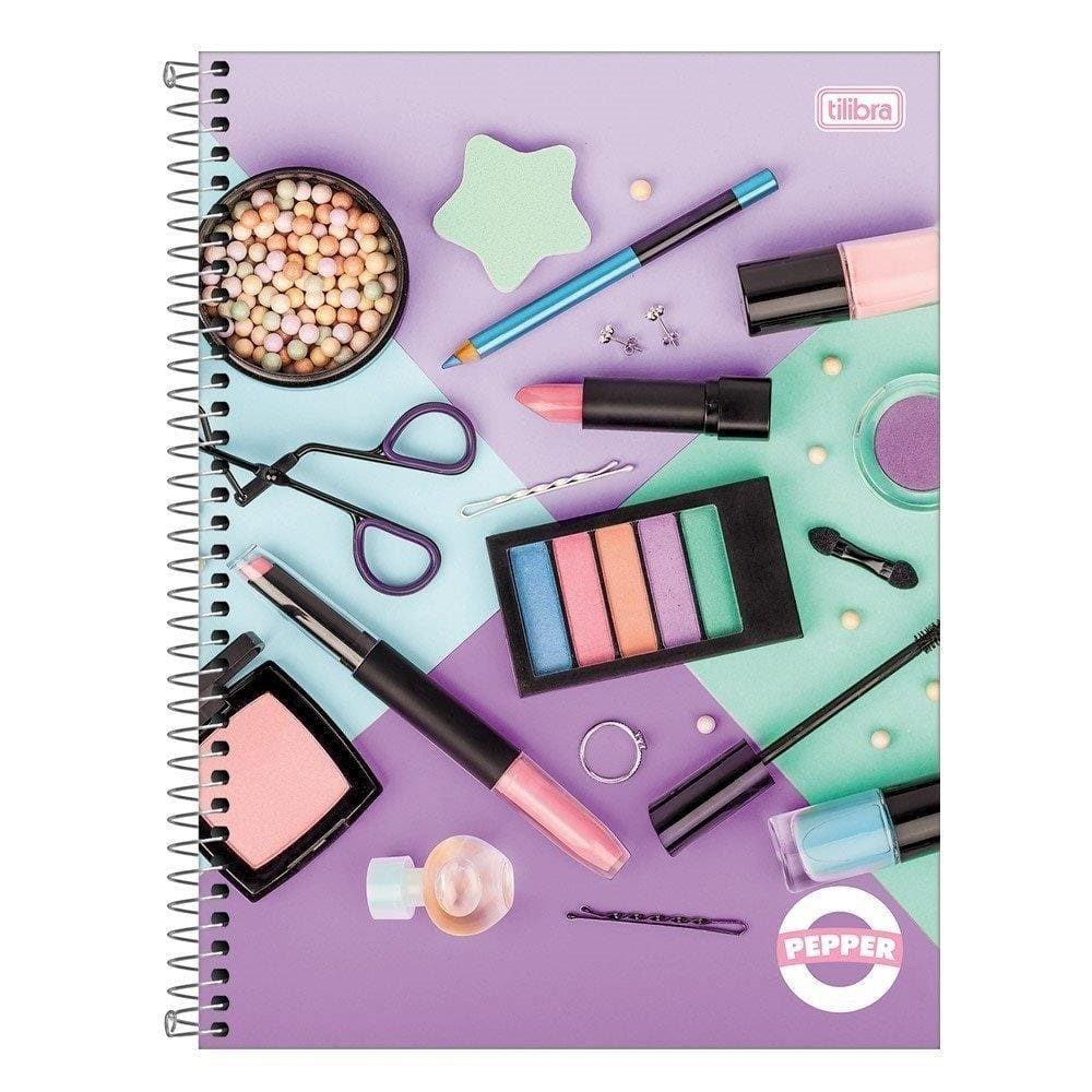 Caderno Espiral Tilibra Universitário Capa Dura Pepper Feminino 16 Matérias 256 Folhas - Embalagem com 2 Unidades
