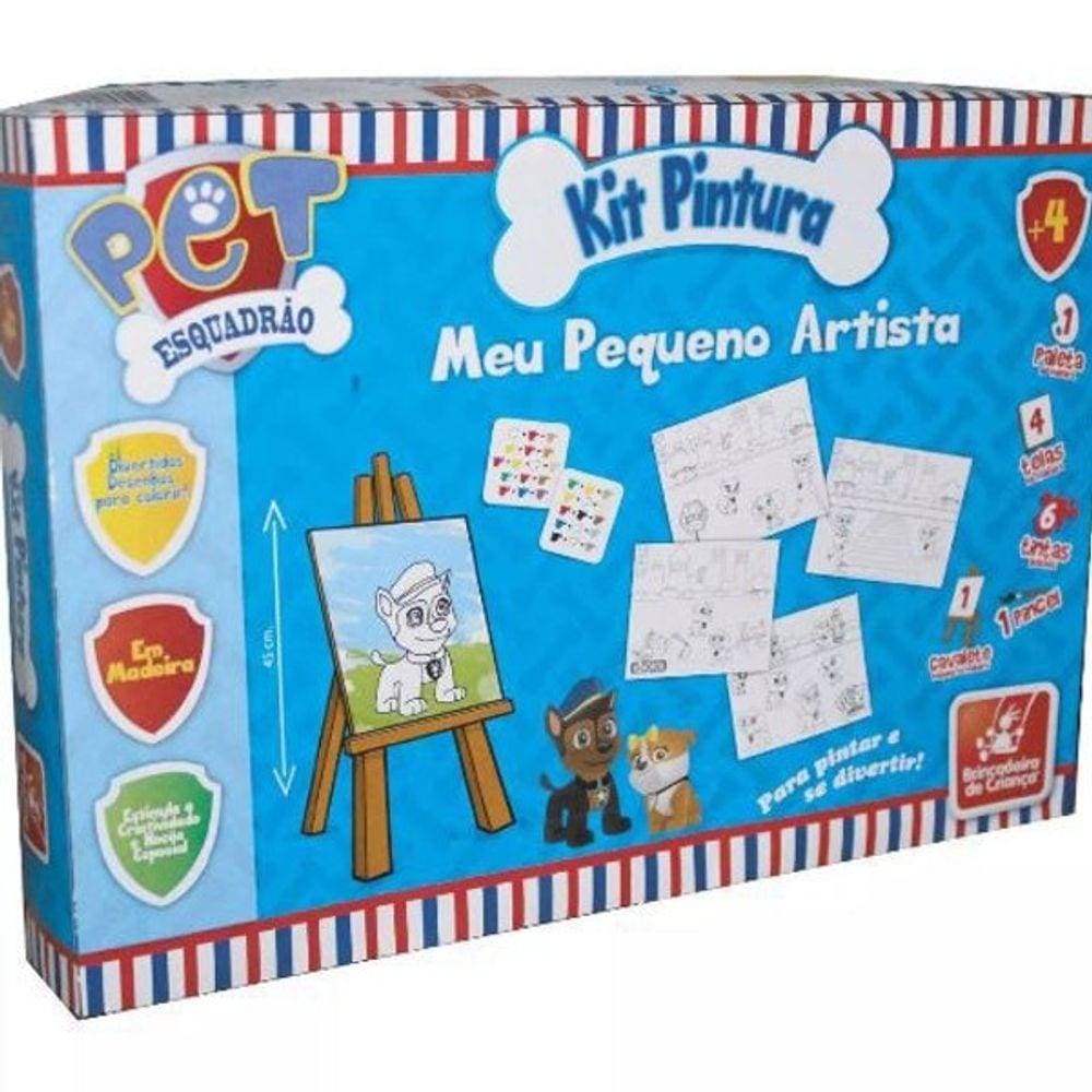 Kit Pintura Infantil Com Cavalete E Tintas Pet Esquadrão