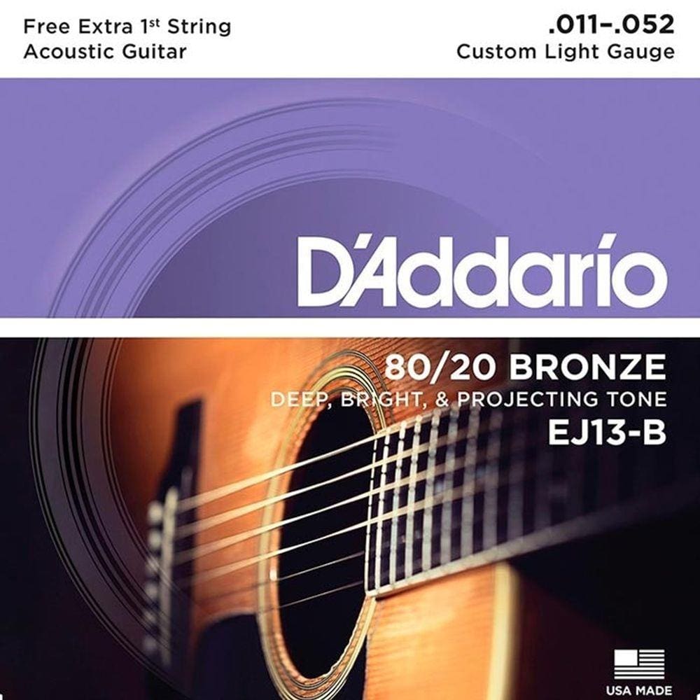 Encordoamento Violão 011 Daddario Ej13b + Mi De