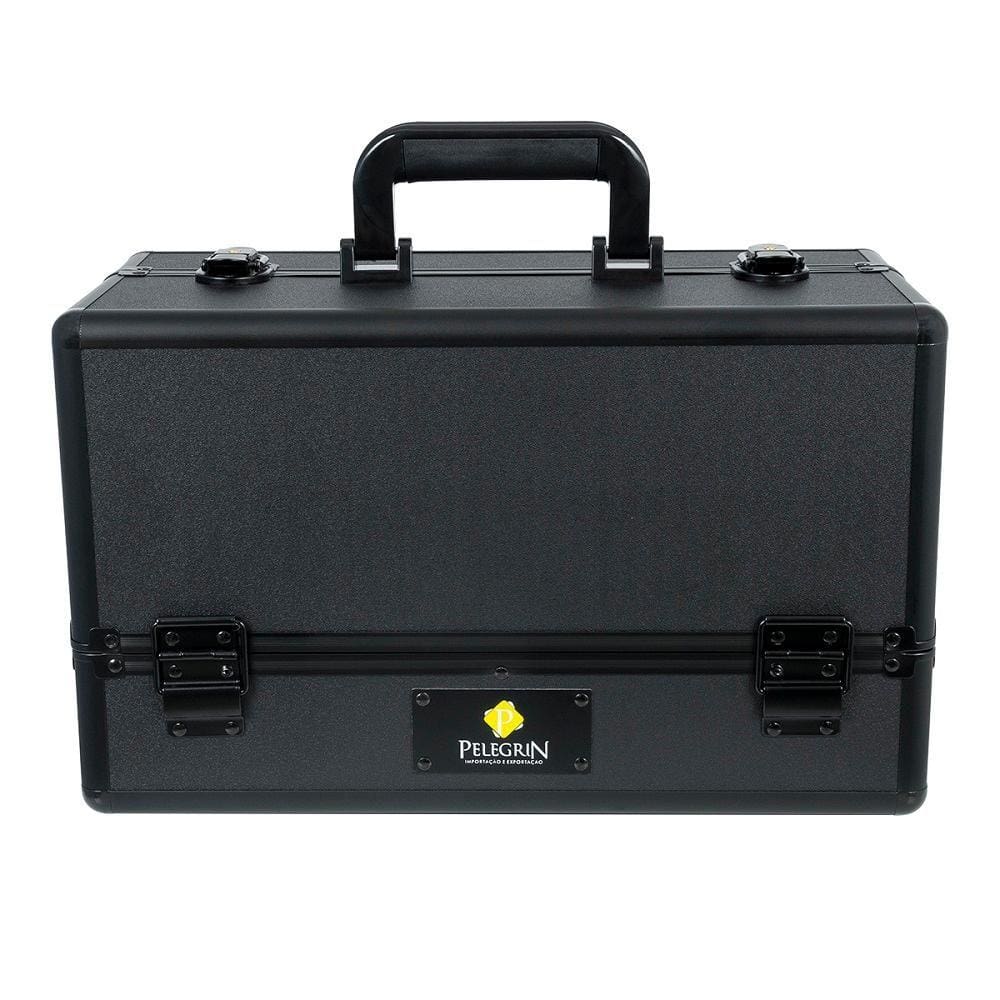 Maleta Maquiagem Joias Manicure Alumínio ABS Pelegrin PEL-M1013 Preta