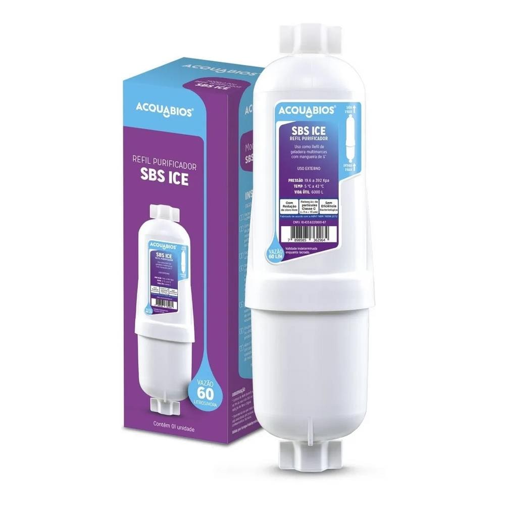 Refil Side By Side Ice Para Mangueira 1/4 Filtro Bebedouro Geladeira Acquabios