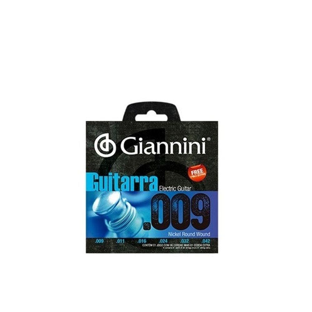 Encordoamento Cordas Giannini Guitarra Aço .009 GEEGST9