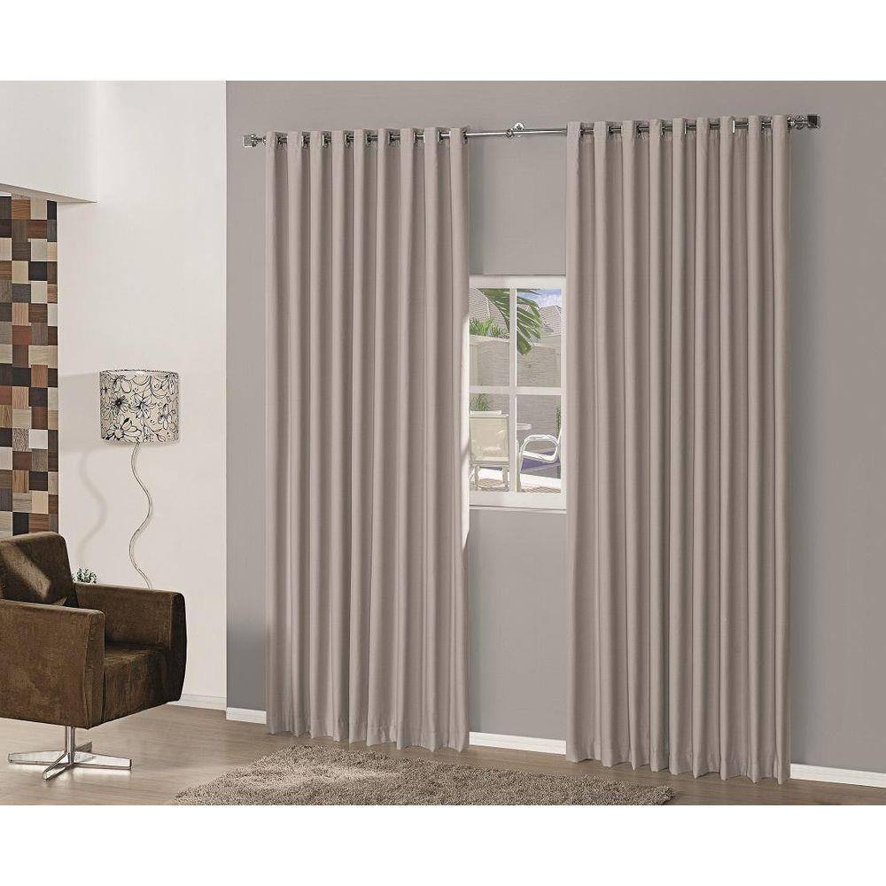 Cortina Blackout 6,00X2,80 Corta Luz Com Ilhos Marrom Claro