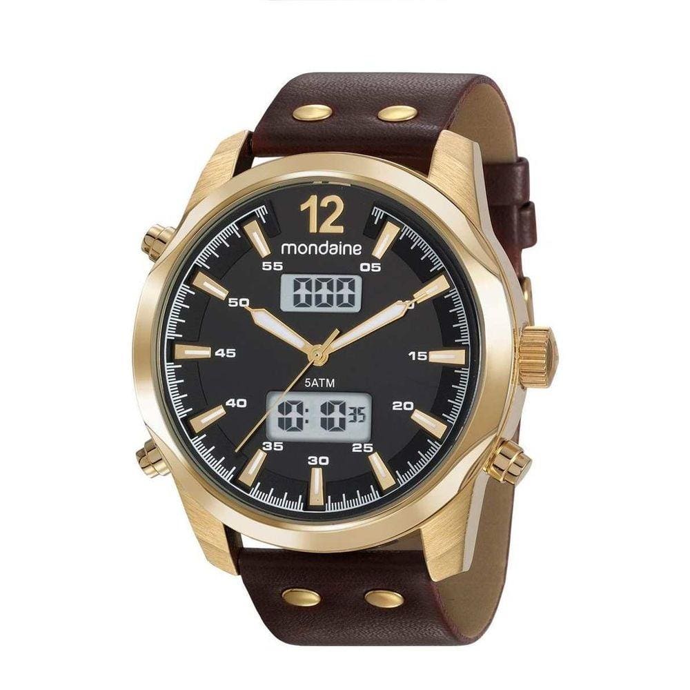 Relógio Masculino Mondaine Marrom/Dourado Digital e analógico 99381GPMVDH2