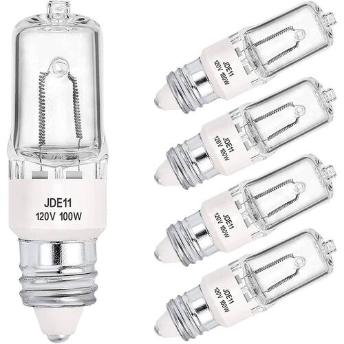 5 Pacote JDE11 Halogen Bulb 100W 120V Mini Candelabra Bulbe Branco