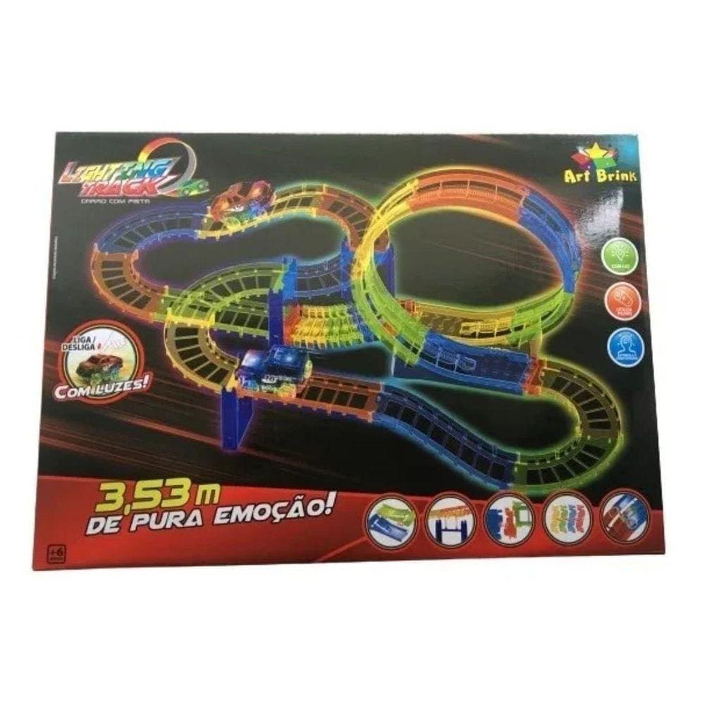 Pista Track Colorida + Carrinho Infantil Luzes Brilhantes