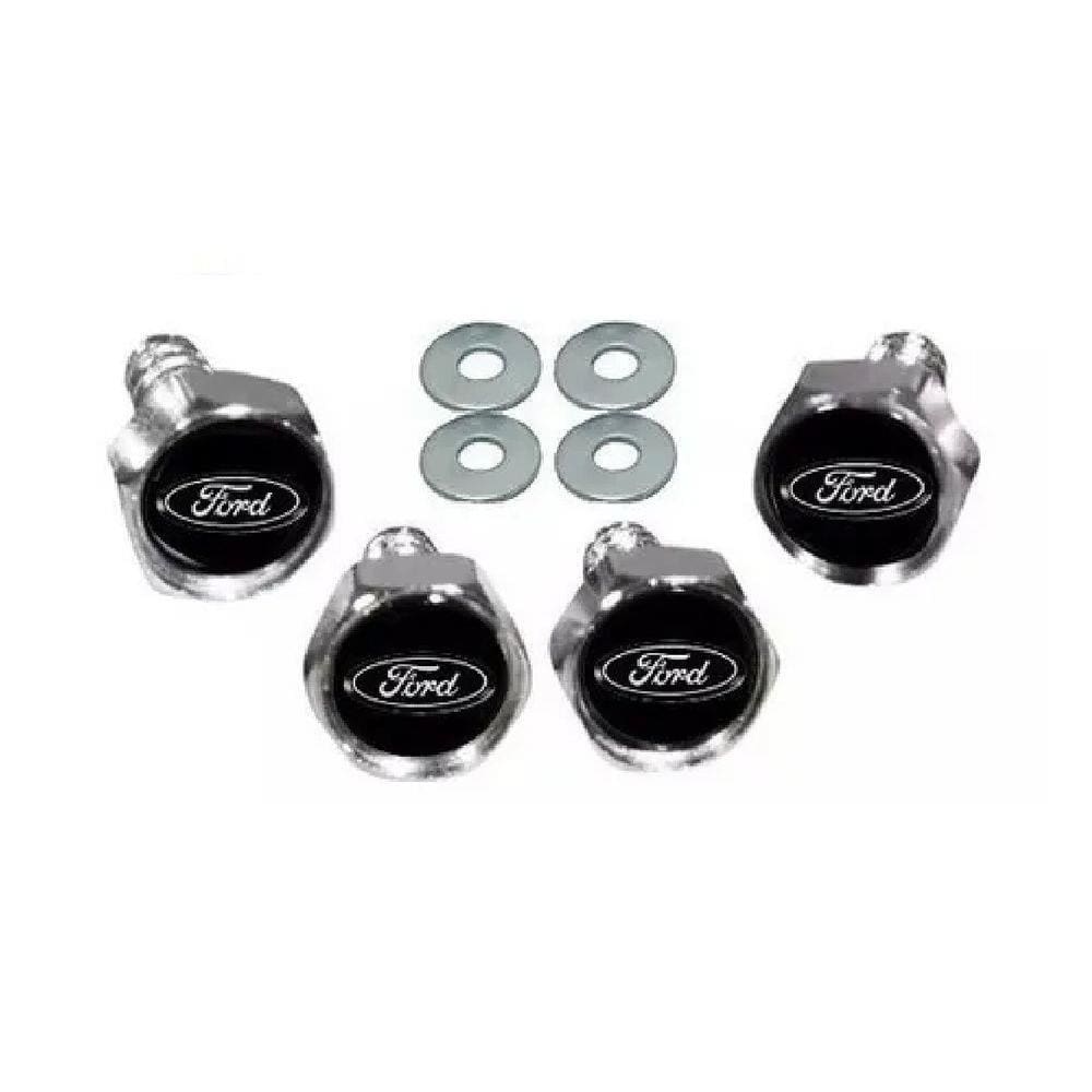 Parafusos De Placa Logomarca Emblema Ford Preto e Prata