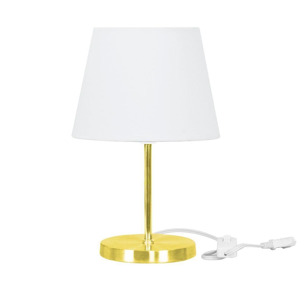 Abajur Eros Dome Branco Base Redonda Dourada