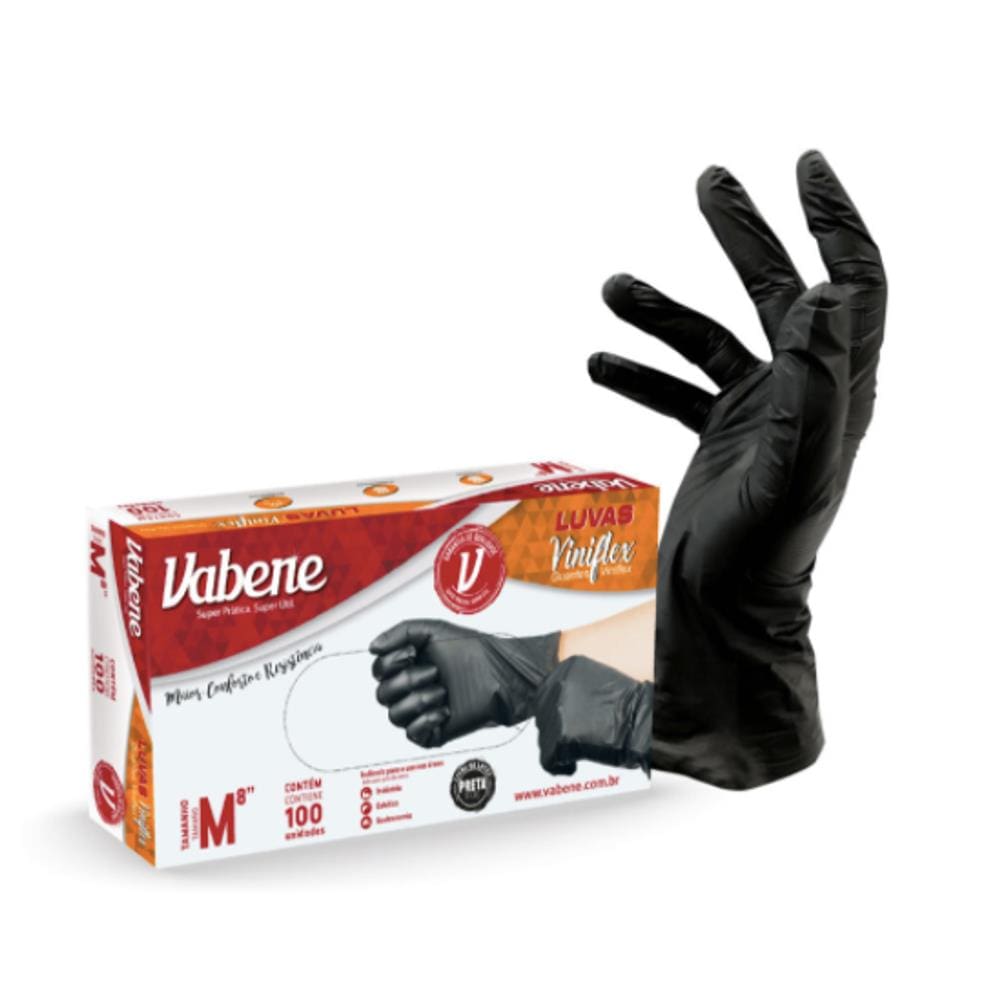 Luva Descartavel Viniflex Gg 100Un Preta Vabene