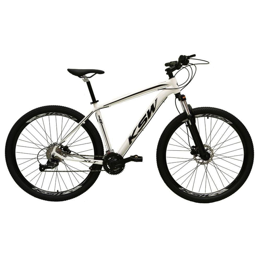 Bicicleta Aro 29 27v Freio Hidráulico K7 Branco Preto Tam 17