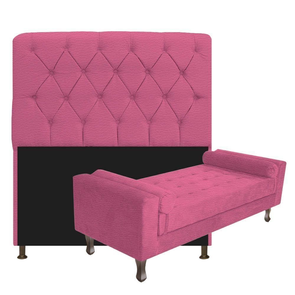 Cabeceira King Size com Recameir Félix 195 cm Corano Pink
