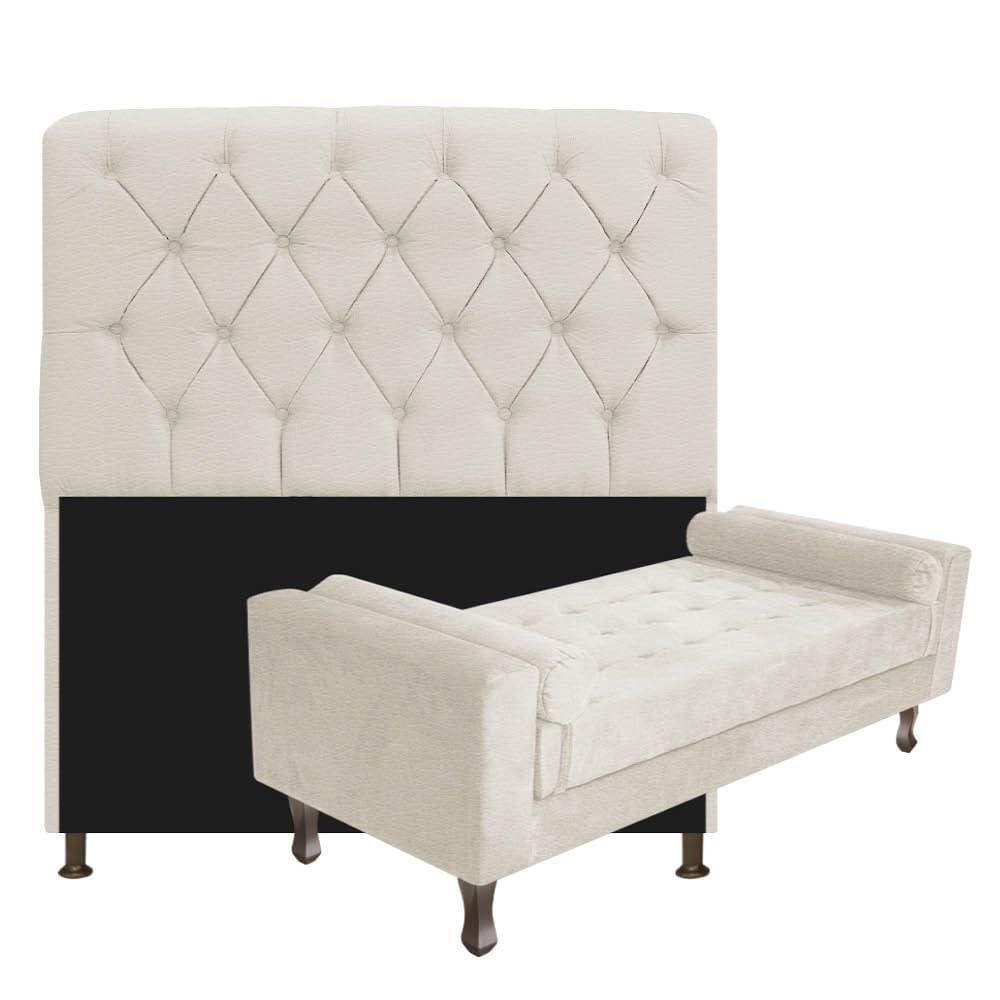 Cabeceira Solteiro Lady e Recamier 100 cm kit Corano Bege