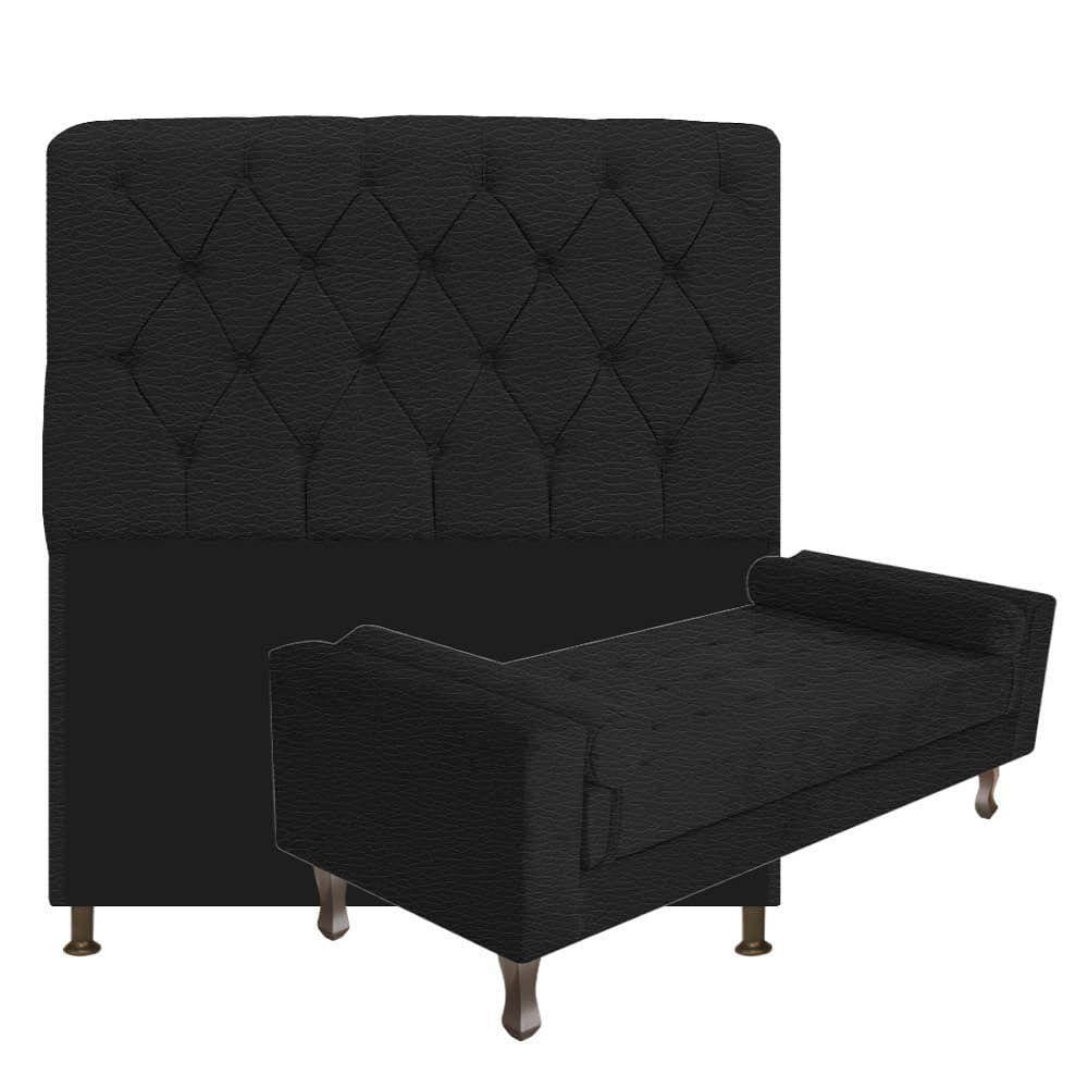 Cabeceira King Size com Recameir Félix 195 cm Corano Preto