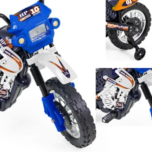 Moto Eletrica Infantil Xplast Motocross 6V Azul com Rodinhas