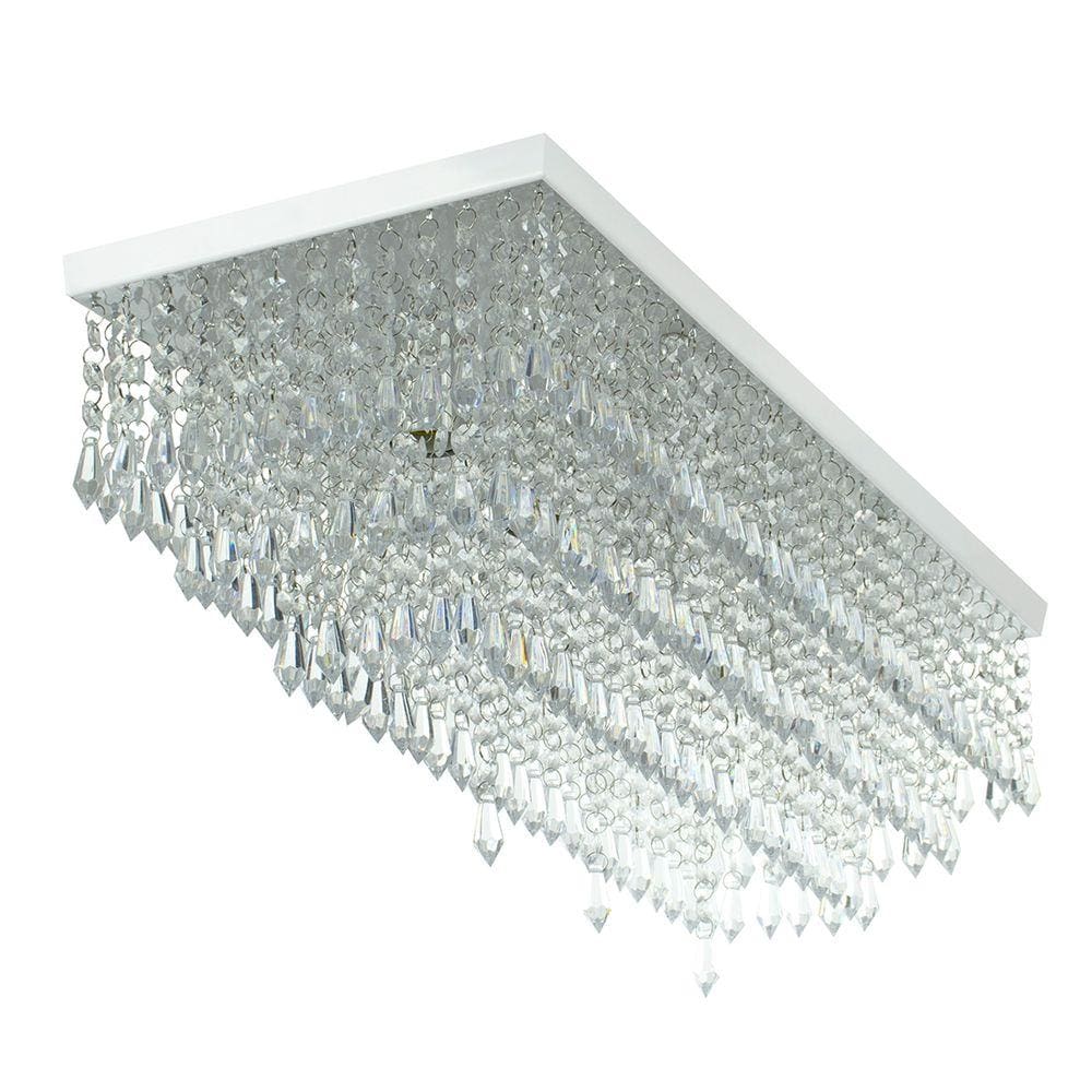 Lustre Luminária Queops Retangular 60x25 Cm Branco