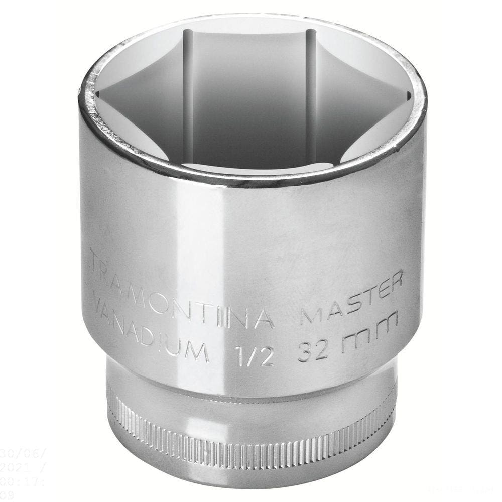 Soquete Sextavado 22 mm encaixe 1/2” Tramontina em Aço Cromo Vanádio com Acabamento Cromado Tramontina
