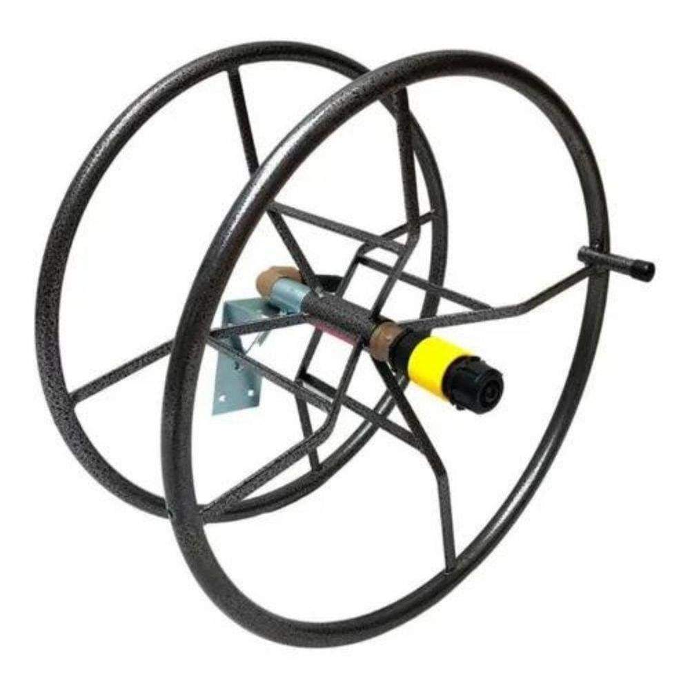 Enrolador Suporte Circular Mangueira Jardim 30 Metros Preto